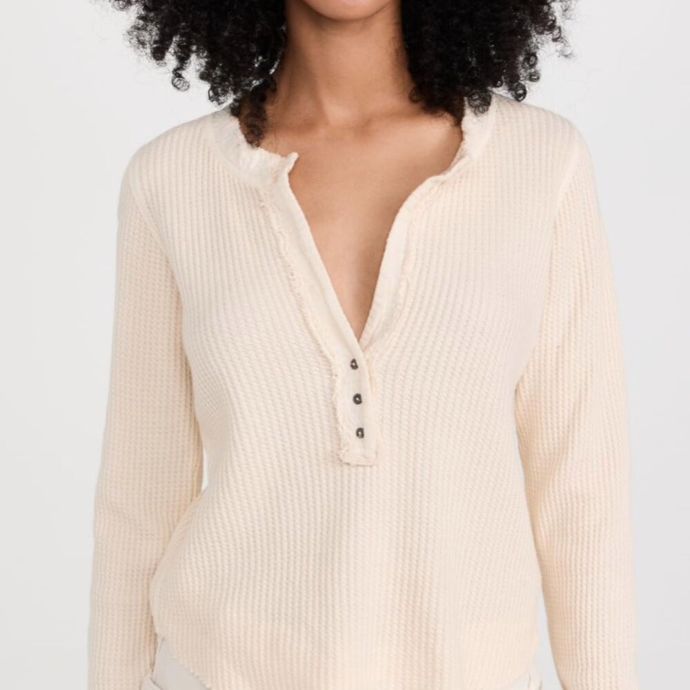 Free People Women's Colt Long Sleeve. Waffle Knit Henley